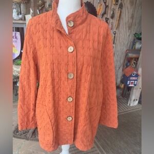 Focus Casual Life Orange‎ Textured Button Jacket Women's Size L